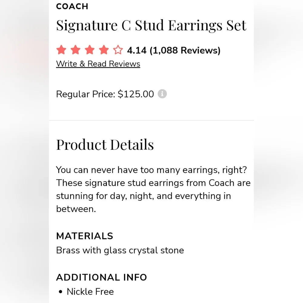 NWT Coach‎ earring set - Picture 5 of 6